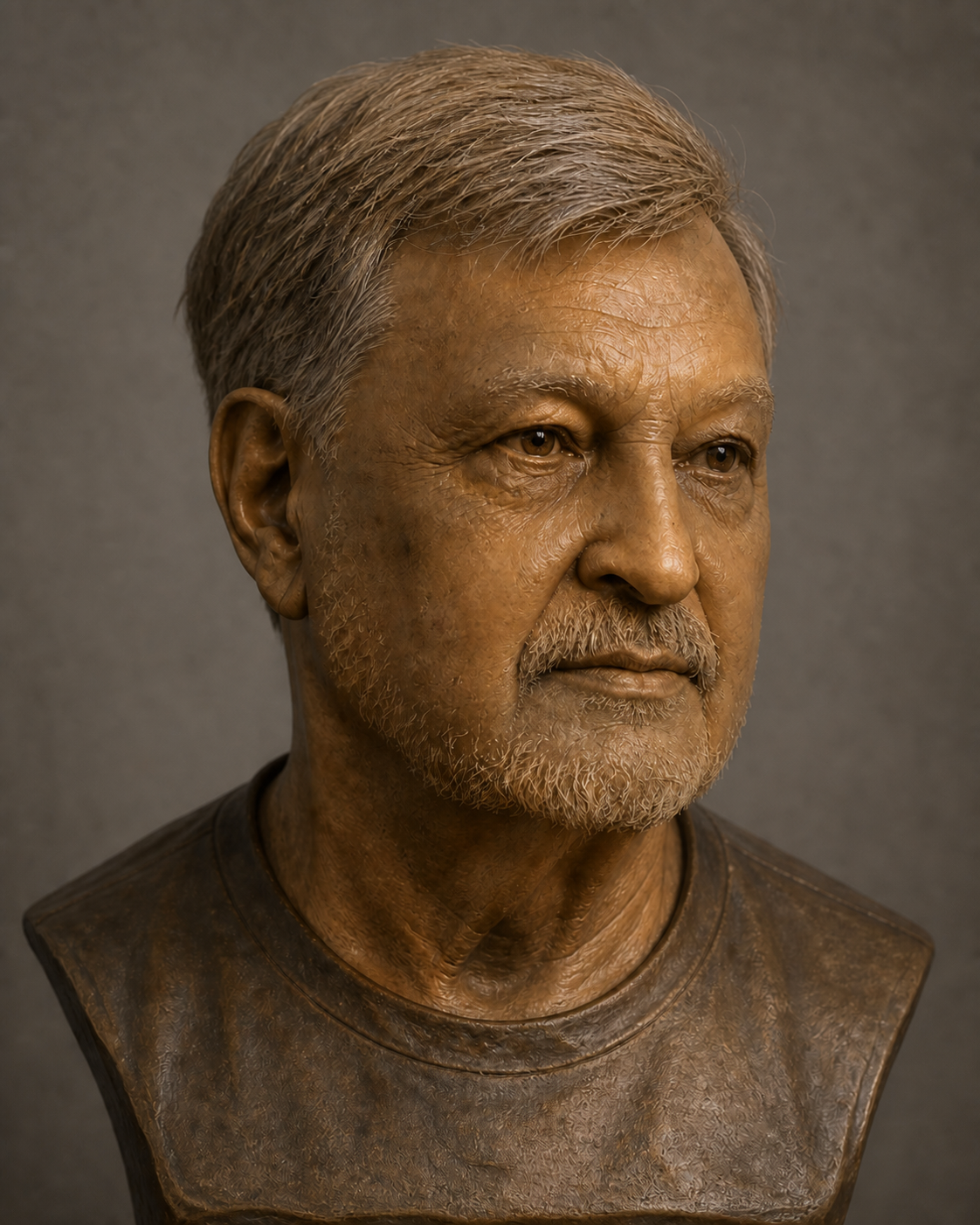 Bronze portrait bust of Mike Bergman